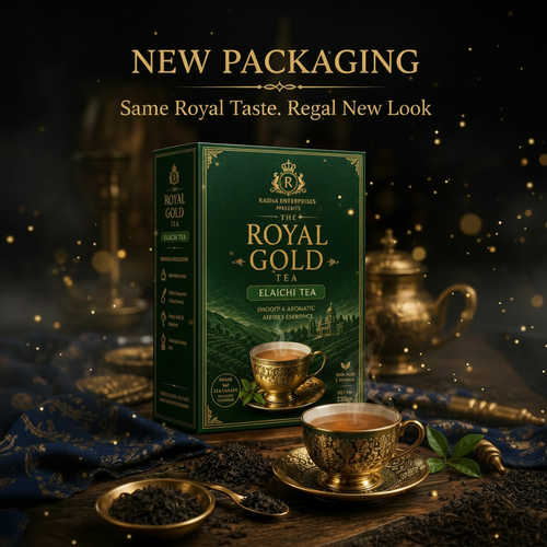 The Royal Gold Tea — Elaichi Tea Light Green Packaging Poster